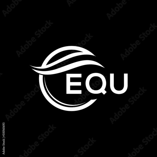 EQU letter logo design on black background. EQU  creative initials letter logo concept. EQU letter design.