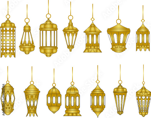Islamic golden lantern set
