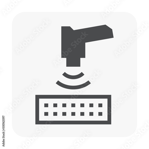 Soil x-ray spectroscopy vector icon to using portable handheld scientific measurement or instrument. May called XRF fluorescence, spectrometer for analysis, test and study geotechnical engineering.
