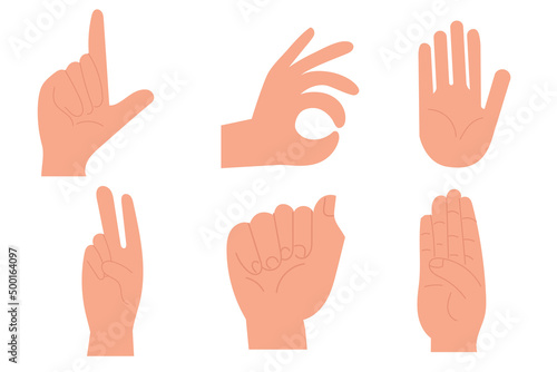 Set of hand gesture languages isolated on white background. world hand languages