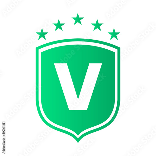 Shield Logo On Letter V Vector. Letter V Shield Security Logo Protection Symbol Vector Sign Design