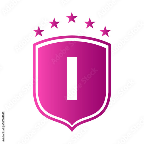 Shield Logo On Letter I Vector. Letter I Shield Security Logo Protection Symbol Vector Sign Design