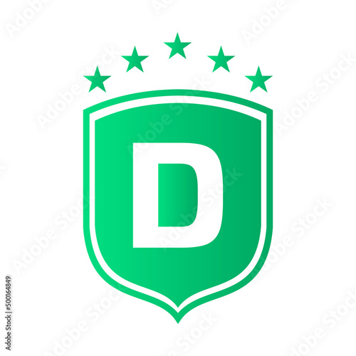 Shield Logo On Letter D Vector. Letter D Shield Security Logo Protection Symbol Vector Sign Design