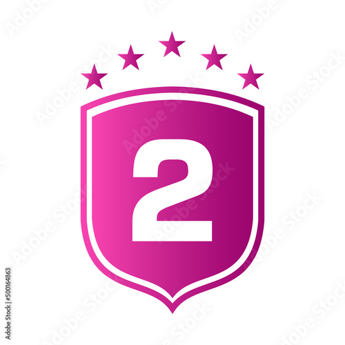 Shield Logo On Letter 2 Vector. Letter 2 Shield Security Logo Protection Symbol Vector Sign Design