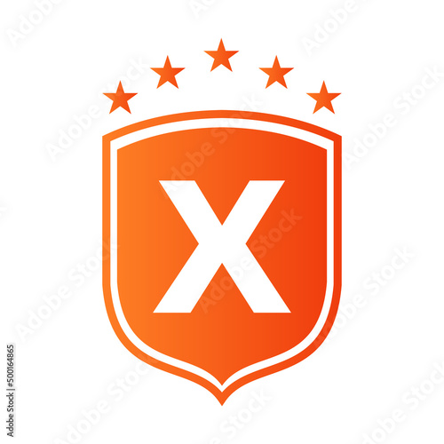 Shield Logo On Letter X Vector. Letter X Shield Security Logo Protection Symbol Vector Sign Design