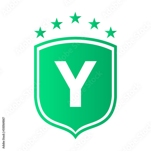 Shield Logo On Letter Y Vector. Letter Y Shield Security Logo Protection Symbol Vector Sign Design