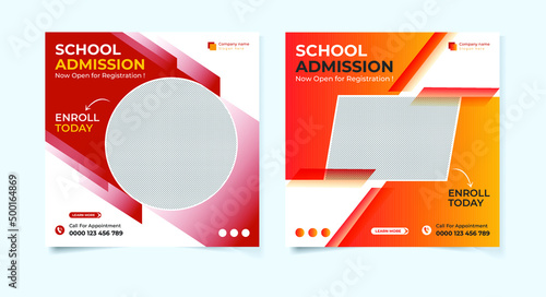 New school Admission social media post template bundle