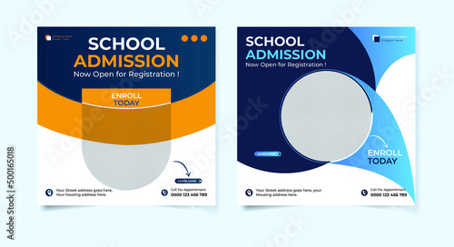 New school Admission social media post template bundle
