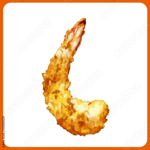 水彩手描きの海老フライイラスト