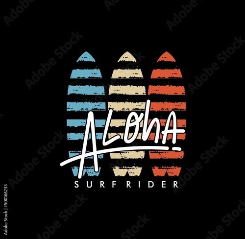 Fototapeta Aloha Surf Rider typography for t-shirt print , vector illustration