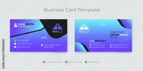 Minimal real estate business card design or visiting name card template