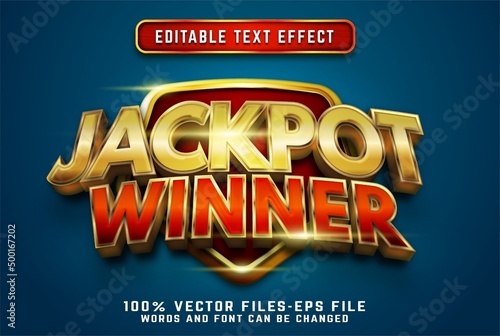 jackpot winner 3d text effect with golden style premium vectors