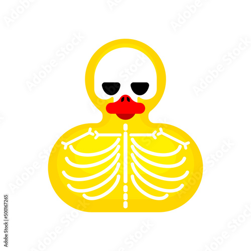 Rubber duck skeleton isolated. Bone toy Vector illustration