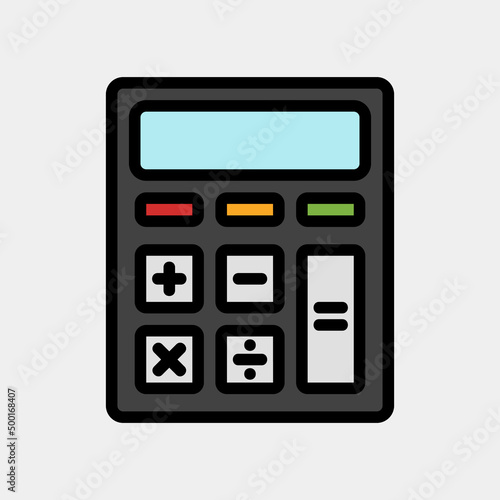 Calculator icon in filled line style, use for website mobile app presentation