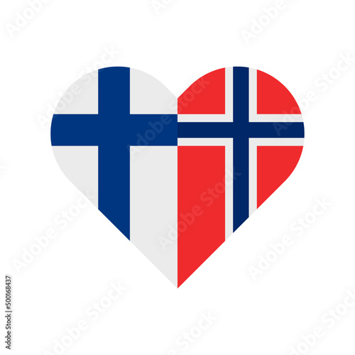 heart shape icon with finland and norway flag. vector illustration isolated on white background