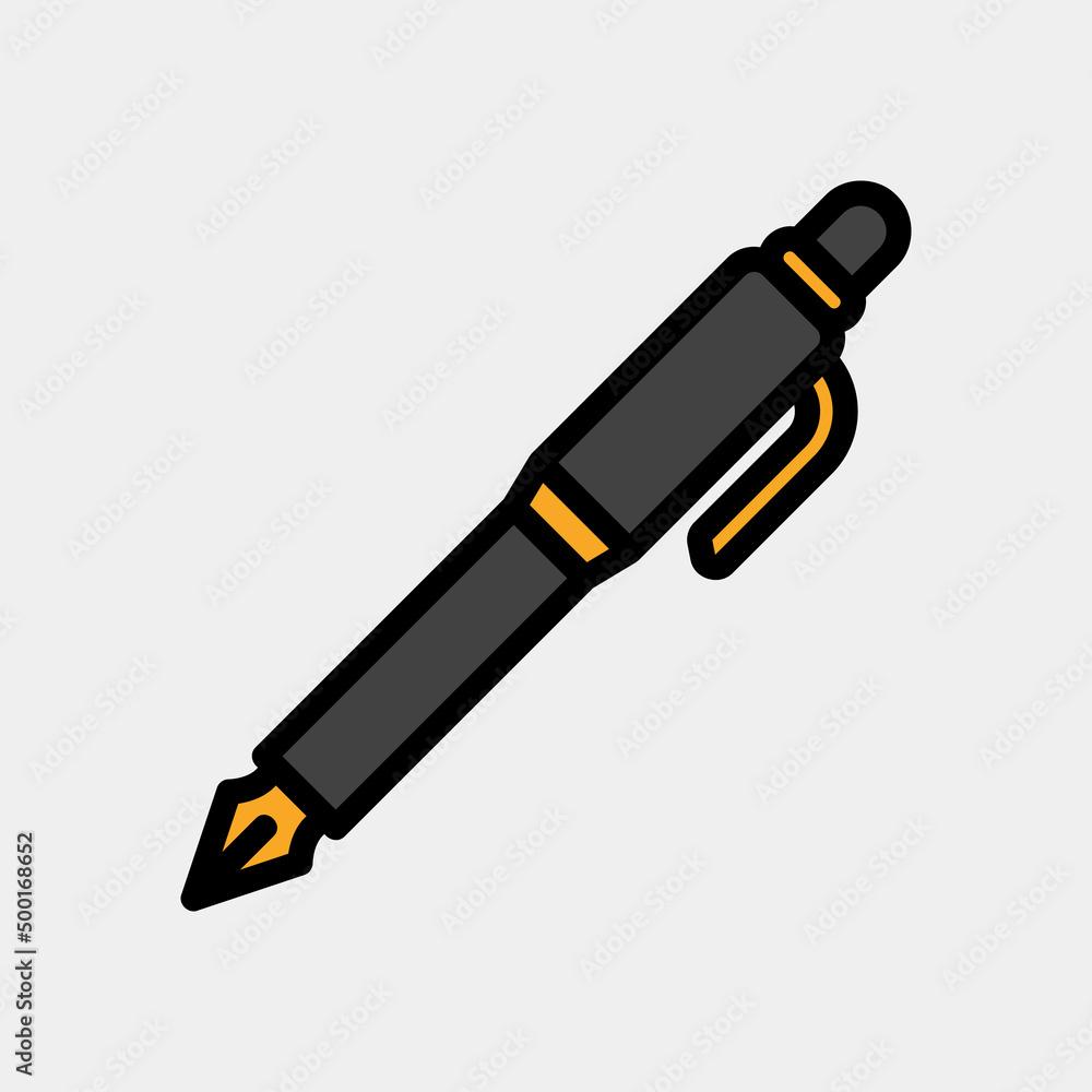 Fountain pen icon in filled line style, use for website mobile app presentation Fountain pen icon in filled line style, use for website mobile app presentation