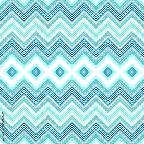 Seamless gentle pattern with diagonal blue zigzag stripes, vector EPS 10