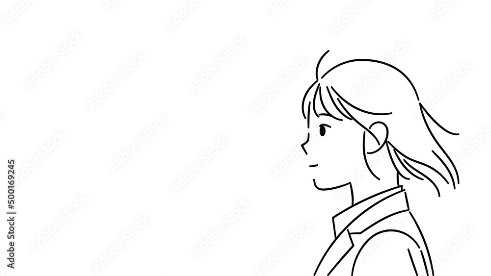横顔の女性 風になびく髪のイラスト Stock Vector Adobe Stock