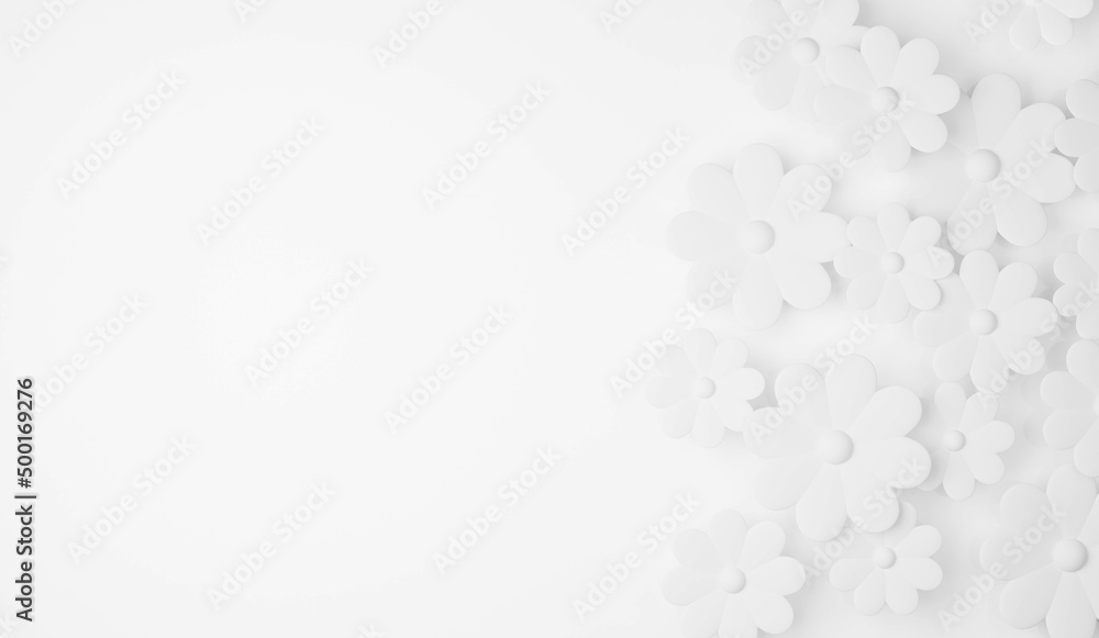 立体的な花がある横長の背景画像(白) 立体的な花がある横長の背景画像(白)