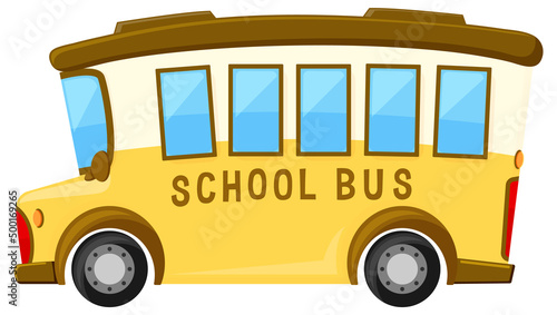 Simple cute school bus on white background