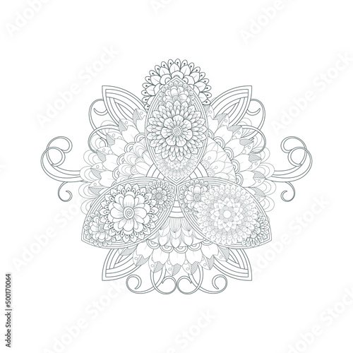 Decorative Doodle flowers in black and white for coloring page, cover, wedding invitation, greeting card, wall art and wallpaper. Hand drawn sketch for adult anti stress coloring page.-vector 