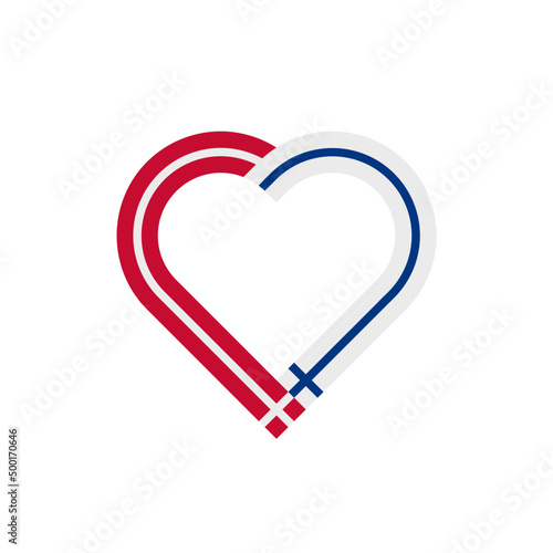 unity concept. heart ribbon icon of denmark and finland flags. vector illustration isolated on white background