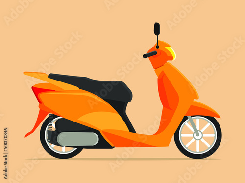 a scooter isolated on a yellow background. Isolated scooter, a template for branding and advertising.