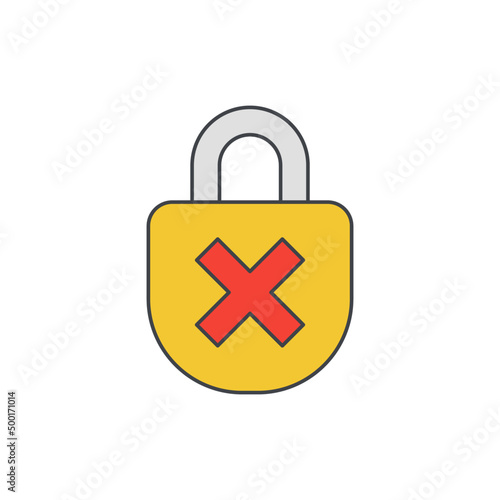 Insecure, unsafe icon in color icon, isolated on white background 