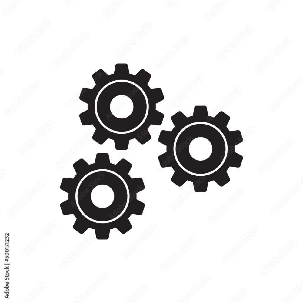 Gear Configuration icon in black flat glyph, filled style isolated on white background Gear Configuration icon in black flat glyph, filled style isolated on white background