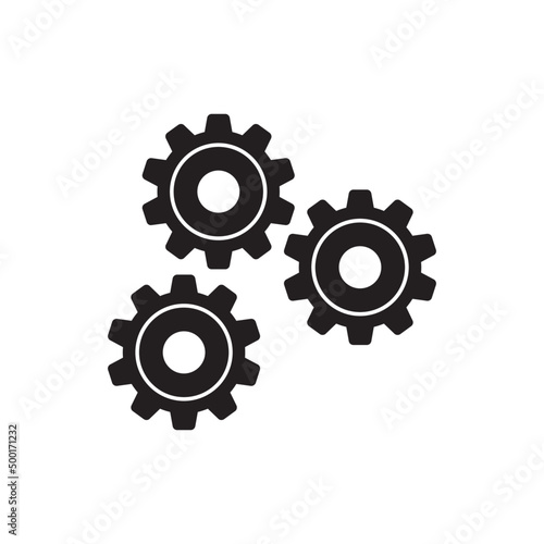 Gear Configuration icon in black flat glyph, filled style isolated on white background