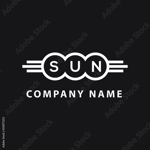 SUN letter logo design on black background. SUN  creative initials letter logo concept. SUN letter design.
 photo