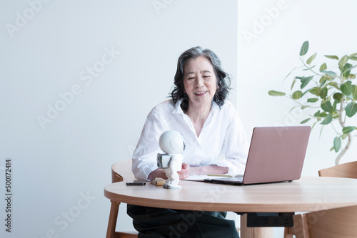 Robot and Business Woman