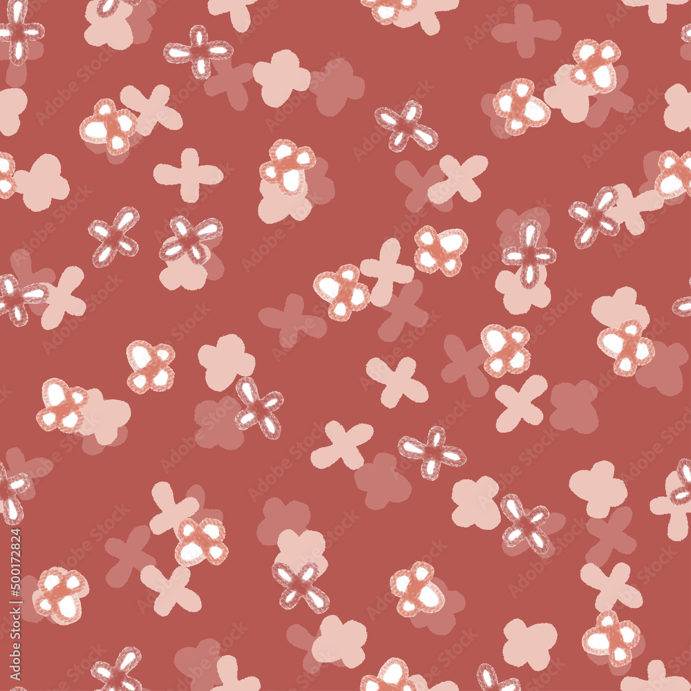 seamless hand drawn red flower pattern background, greeting card or fabric seamless hand drawn red flower pattern background, greeting card or fabric
