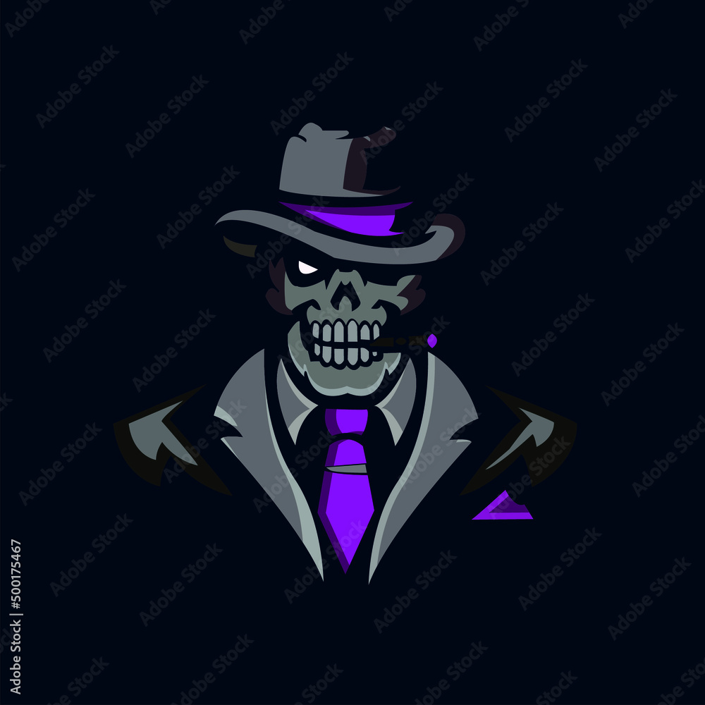 Illustration vector graphic of skull wearing cowboy hat perfect for logo esport,etc