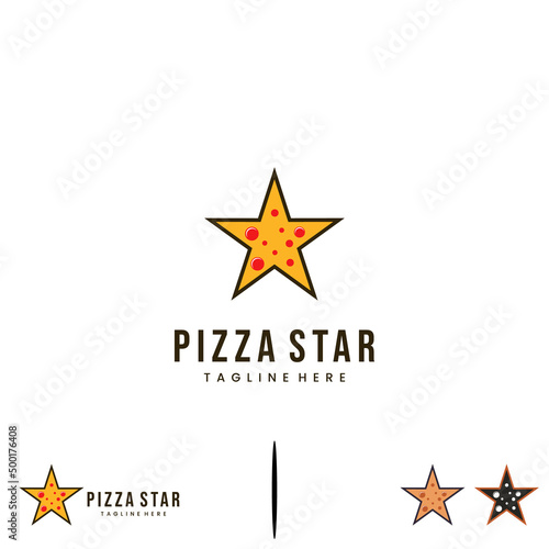 pizza star logo design on isolated background, star with pizza logo concept
