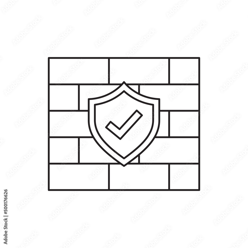 Check firewall protection in line style icon, style isolated on white background Check firewall protection in line style icon, style isolated on white background