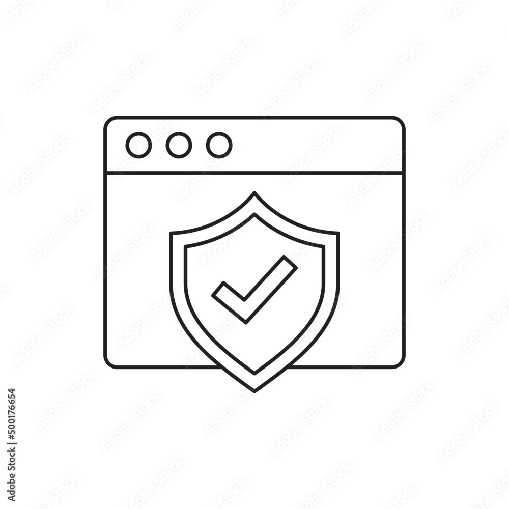 Browser protection security icon in line style icon, style isolated on white background Browser protection security icon in line style icon, style isolated on white background