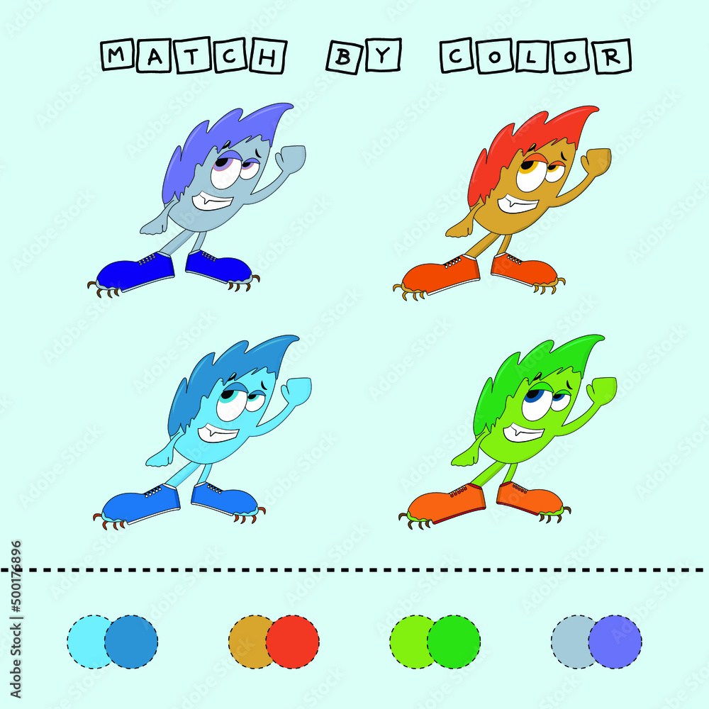 Matching children educational game. Match by color. Activity for pre sсhool years kids and toddlers. Matching children educational game. Match by color. Activity for pre sсhool years kids and toddlers.