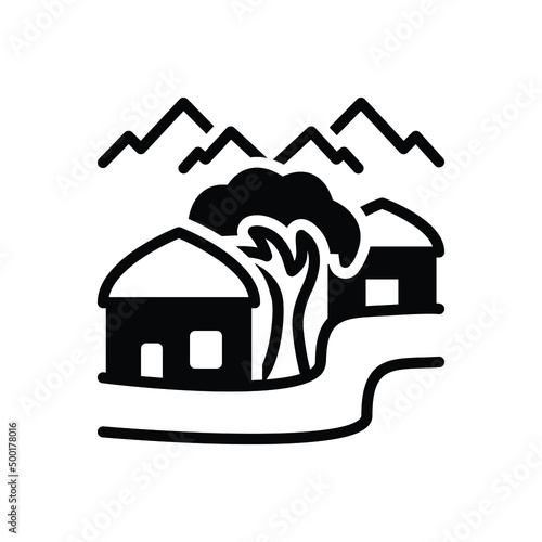 Black solid icon for village