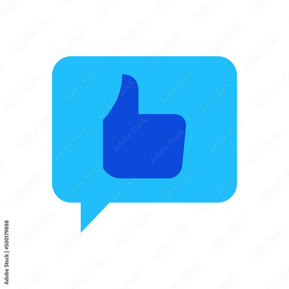 Positive feedback icon vector graphic illustration in blue Positive feedback icon vector graphic illustration in blue