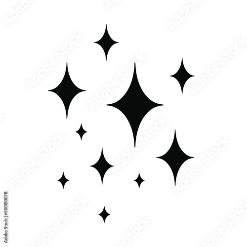 Sparkle twinkle stars doodle symbols. Set of vector sparkle icon. Bright firework  shiny flash  decoration twinkle. Glowing light effect. Stock vector illustration.