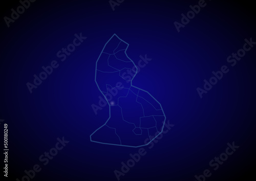 Liechtenstein concept vector map with glowing cities, map of Liechtenstein suitable for technology,innovation or internet concepts.