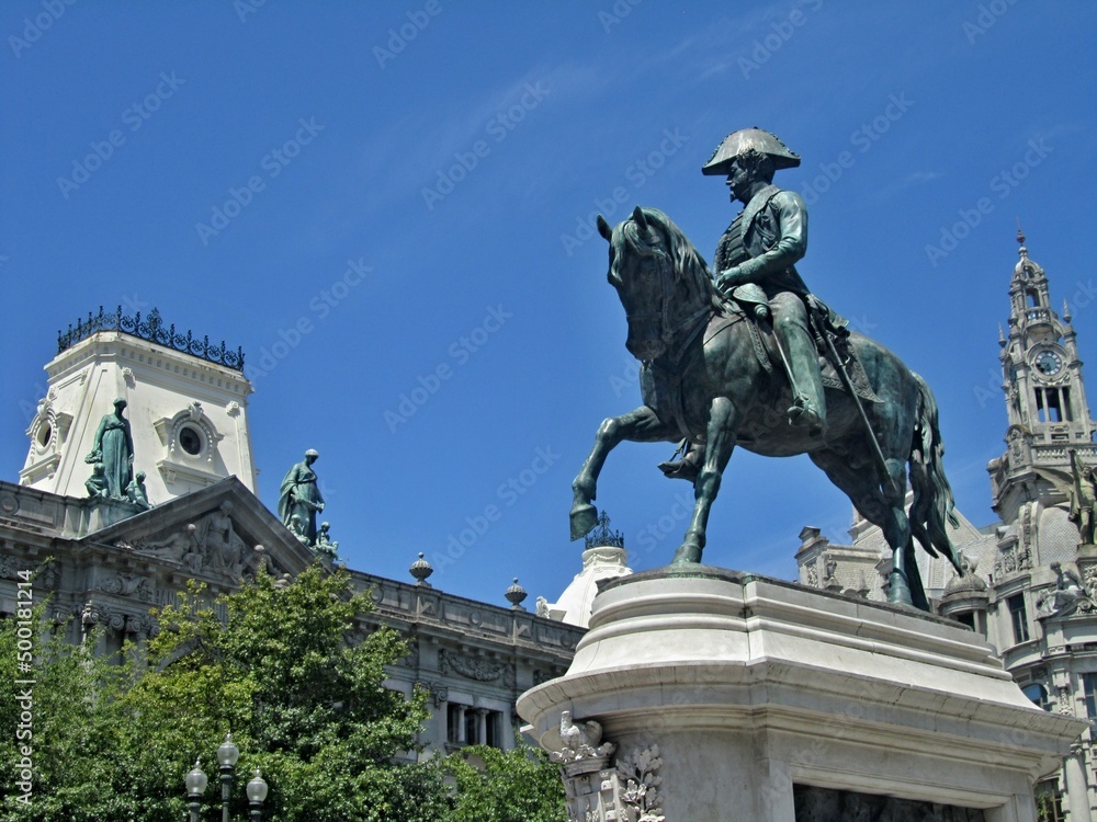 Dom Pedro IV statue in Porto - Portugal 