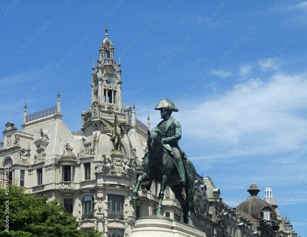 Dom Pedro IV statue in Porto - Portugal 