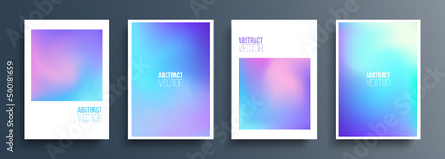 Set of blurred backgrounds with bright color gradient effect for your creative graphic design. Defocused covers templates collection. Vector illustration.