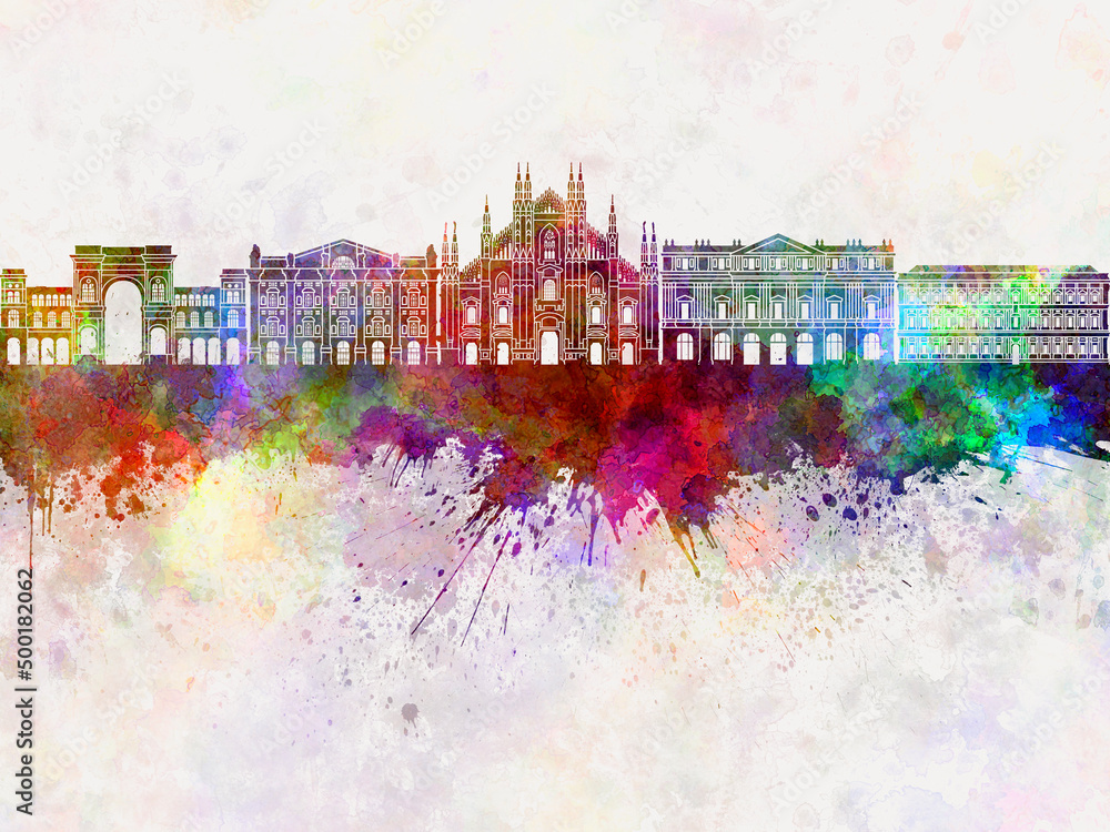 Obraz premium Milan skyline in watercolor background