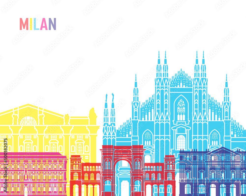 Naklejka premium Milan skyline pop