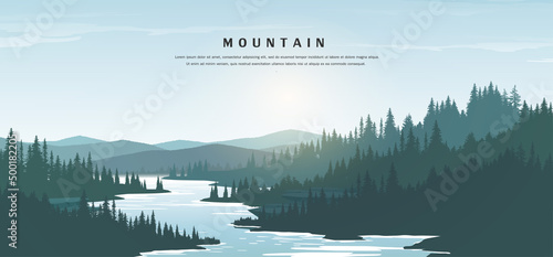landscape with mountains and lake