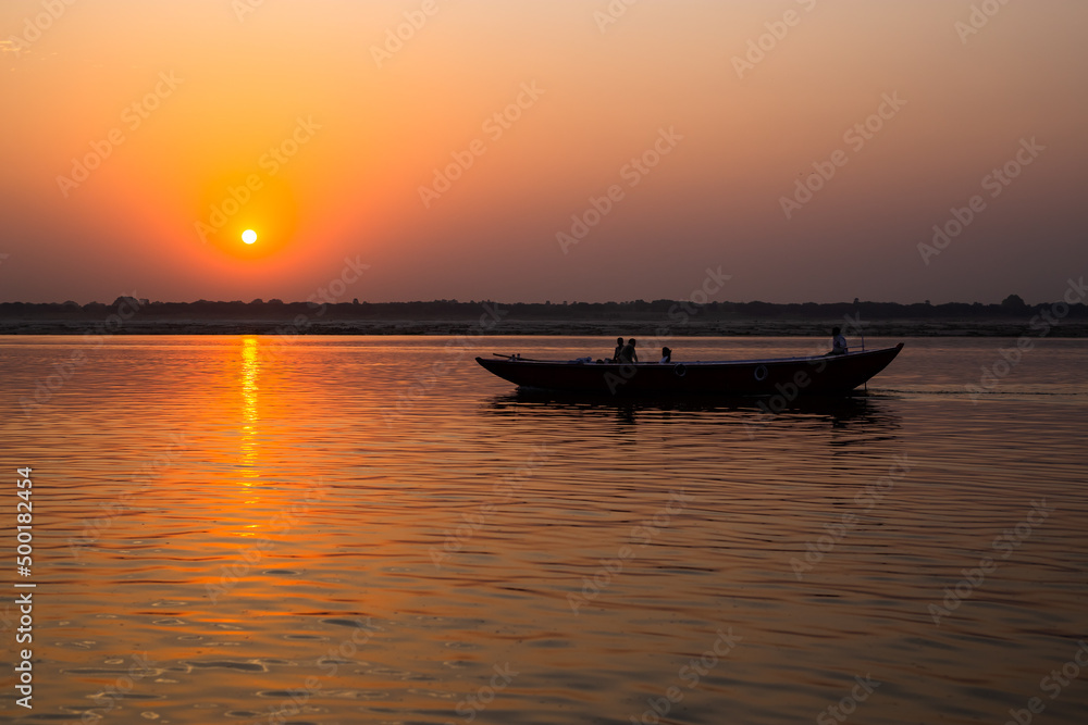 sunset on a sacred river