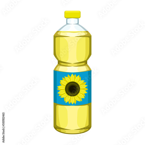 Sunflower oil bottle isolated on white background.